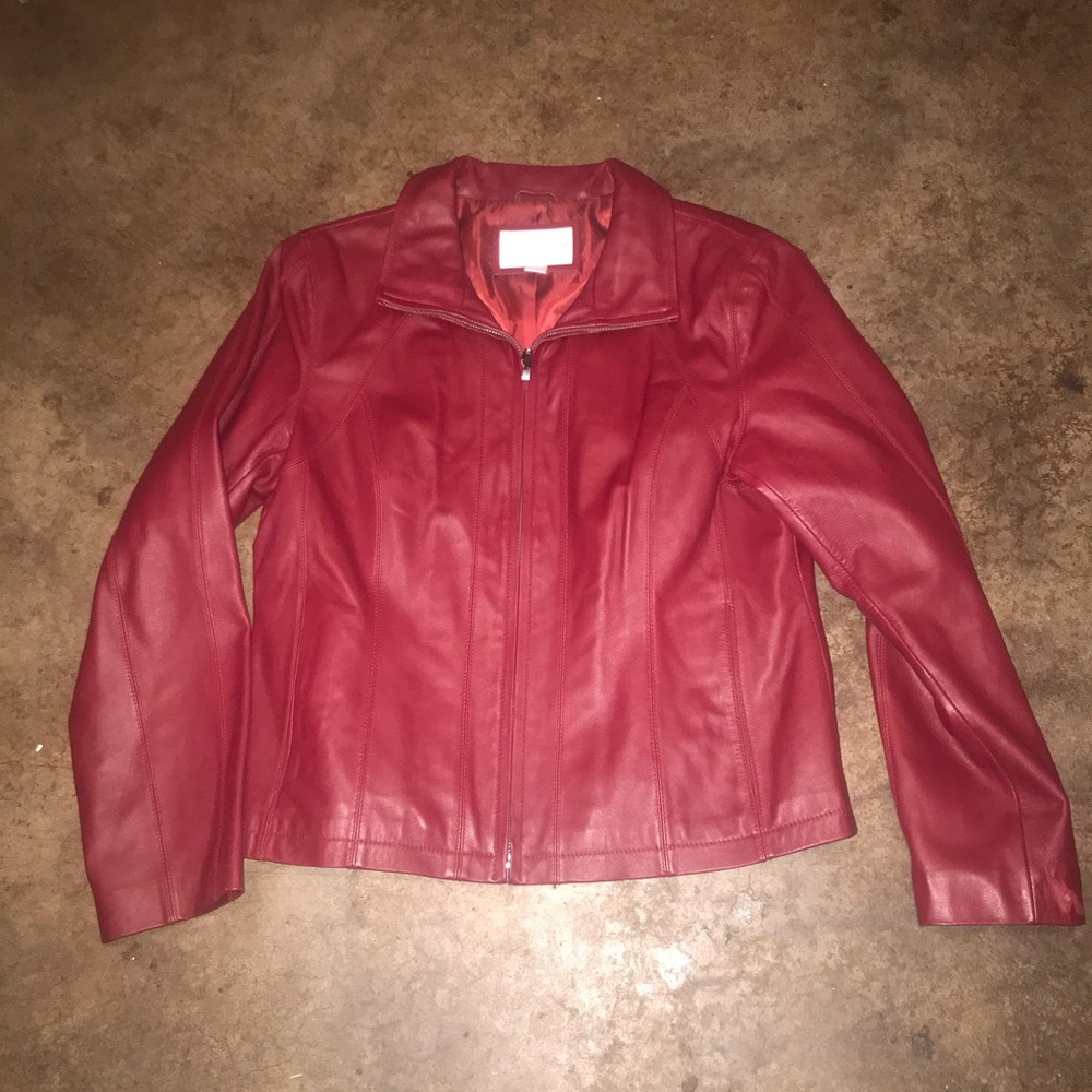 Worthington Red Lambskin Jacket Petite Medium